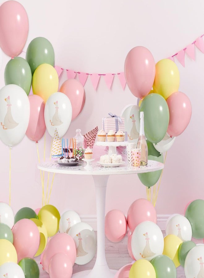 Motionchic 60 Pcs Bow Goose Balloons Set, 12 Inch Pastel Pink Latex Balloons One Silly Goose Birthday Party Decorations Baby Shower Decor(Pink) - Image 5
